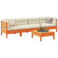 Градински комплект с възглавници, 5 части, восъчнокафяв