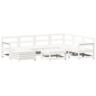 Градински комплект диван от 8 части, бял, бор масив