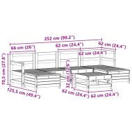 Градински комплект диван от 7 части, бял, масивно дърво бор
