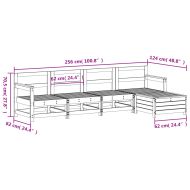 Градински комплект диван от 5 части, бял, масивно дърво бор