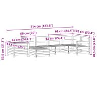 Градински комплект диван от 7 части, бял, масивно дърво бор