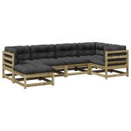 Градински комплект 6 части с възглавници импрегниран бор