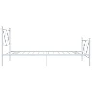 Метална рамка за легло с горна и долна табла, бяла, 100x200 см
