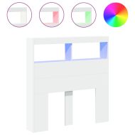 Табла шкаф с LED, бял, 100x17x102 см