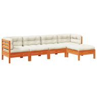 Градински комплект с възглавници, 5 части, восъчнокафяв