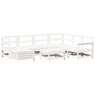 Градински комплект диван от 8 части, бял, бор масив