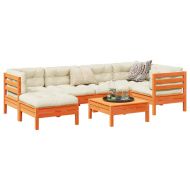 Градински комплект с възглавници, 7 части, восъчнокафяв