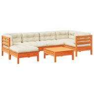 Градински комплект с възглавници, 7 части, восъчнокафяв