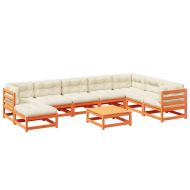 Градински комплект диван с възглавници, 9 части, восъчнокафяв