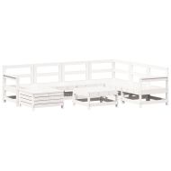 Градински комплект диван от 8 части, бял, бор масив