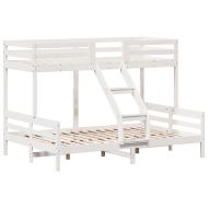 Двуетажно легло, 80x200/140x200 см, бяло, борово дърво масив