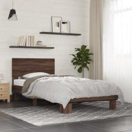 Рамка за легло, кафяв дъб, 90x200 см, инженерно дърво и метал