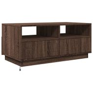 Маса за кафе с LED осветление, кафяв дъб, 90x49x40 см