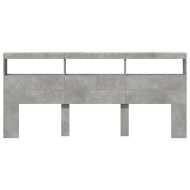 Табла шкаф с LED, бетонно сив, 220x17x102 см