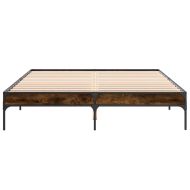 Рамка за легло, опушен дъб, 140x200 см, инженерно дърво и метал