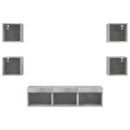 ТВ стенни модули с LED, 7 части, бетонно сиви, инженерно дърво