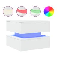 Маса за кафе с LED осветление, бяла, 50x50x40 см