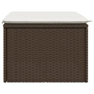 Градинска табуретка с възглавница кафява 55x55x37 см полиратан