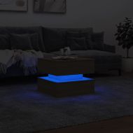 Маса за кафе с LED осветление, сонома дъб, 50x50x40 см