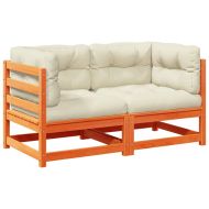 Градински комплект с възглавници, 2 части, восъчнокафяв