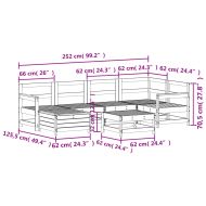 Градински комплект диван от 7 части, бял, масивно дърво бор