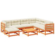 Градински комплект диван с възглавници, 8 части, восъчнокафяв