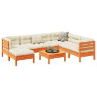 Градински комплект диван с възглавници, 8 части, восъчнокафяв