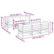 Градински комплект с възглавници, 7 части, восъчнокафяв