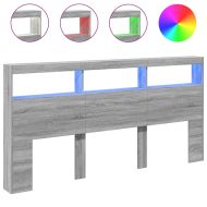 Табла шкаф с LED, сив сонома, 200x17x102 см