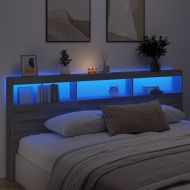 Табла шкаф с LED, сив сонома, 220x17x102 см