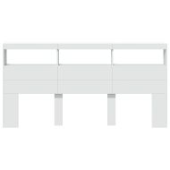 Табла шкаф с LED, бял, 200x17x102 см