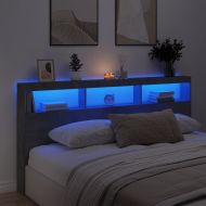 Табла шкаф с LED, бетонно сив, 200x17x102 см