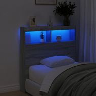 Табла шкаф с LED, сив сонома, 100x17x102 см