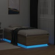 Рамка за легло с LED осветление, 75x190 см, масивно дърво