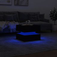 Маса за кафе с LED осветление, черна, 50x50x40 см
