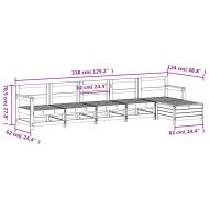 Градински комплект диван от 6 части, бял, масивно дърво бор