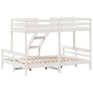 Двуетажно легло, 90x200/140x200 см, бяло, борово дърво масив