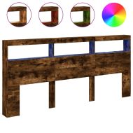 Табла шкаф с LED, опушен дъб, 220x17x102 см