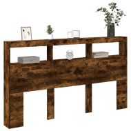 Табла шкаф с LED, опушен дъб, 180x17x102 см