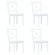 Трапезен комплект от 5 части, масивна каучукова дървесина, бял