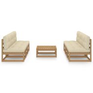 Градински лаундж комплект, 7 части, с възглавници, бор масив