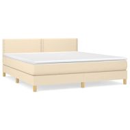 Боксспринг легло с матрак, кремава, 180x200 см, плат