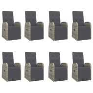 Градински трапезен комплект 9 части с възглавници сив полиратан