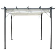 Пергола с прибиращ се покрив, кремавобяла, 3х3 м, стомана