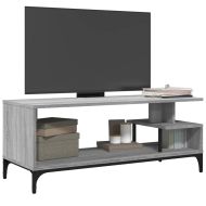 ТВ шкаф сив сонома 102x40x41 см инженерно дърво и стомана