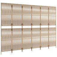 Параван за стая, 6 панела, бежов, полиратан