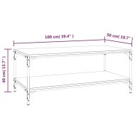 Кафе маса, опушен дъб, 100x50x40 см, инженерно дърво