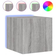 Стенни ТВ шкафове с LED лампи, 2 бр, сив сонома, 30,5x35x30 см