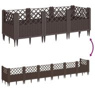 Градинска кашпа с колчета, кафява, 123,5x43,5x43,5 см, PP