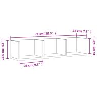Стенни шкафове 2 бр сив сонома 75x18x16,5 см инженерно дърво